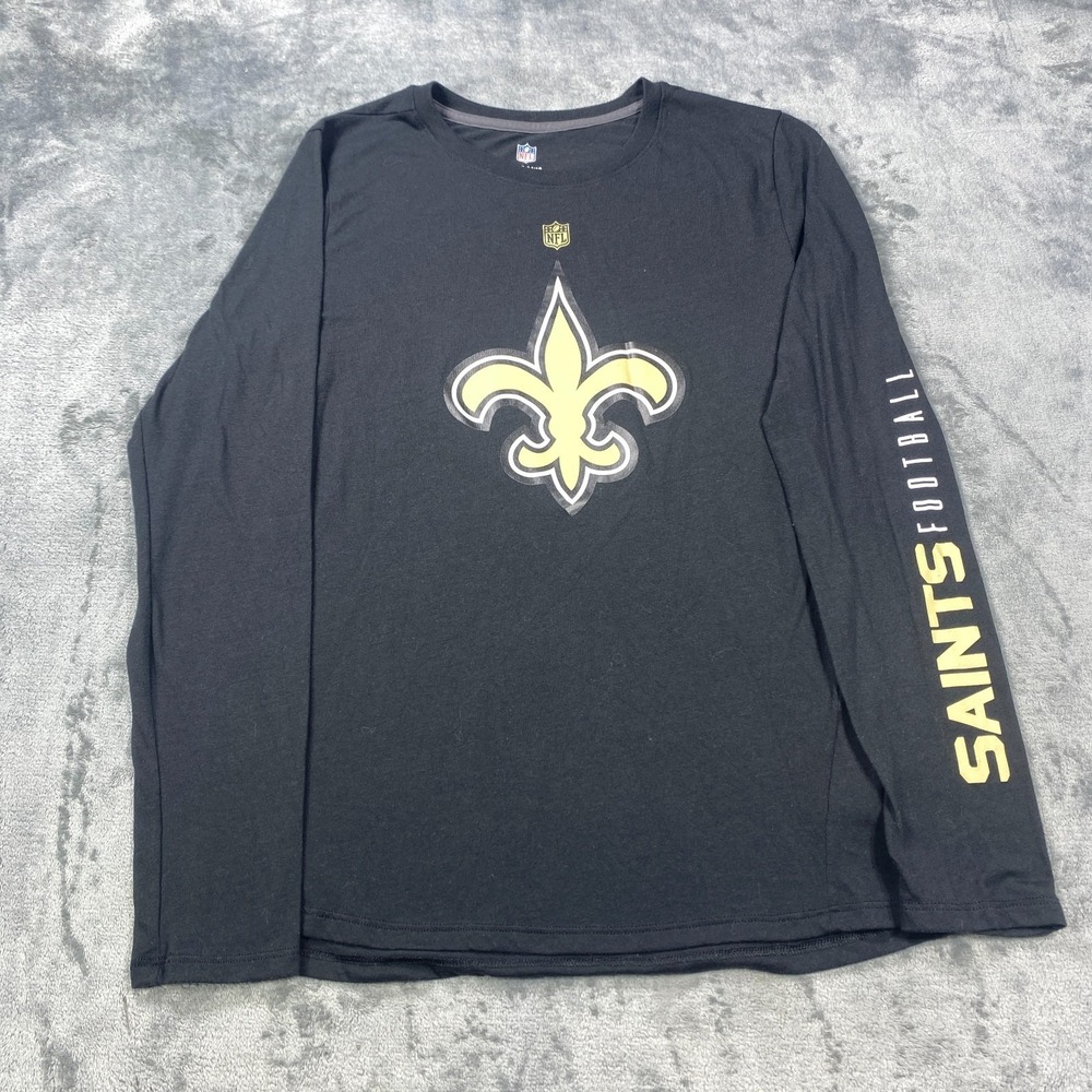 NFL New Orleans Saints Shirt Youth Large Shirt Center Logo Arm Spellout Thermal